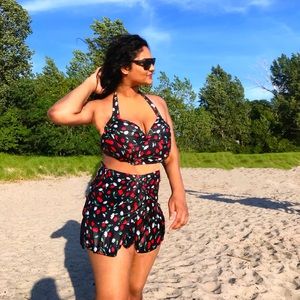 Plus Black Cherry Two Piece Swimsuit Bikini